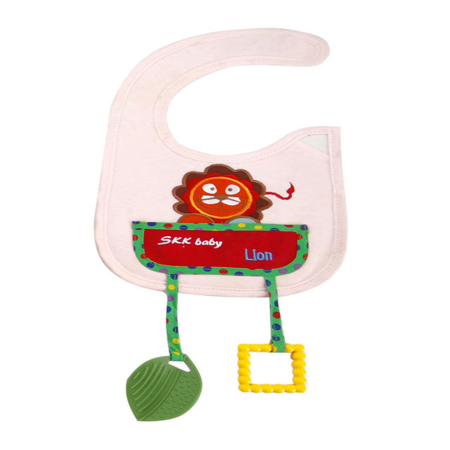 Cartoon cotton bib with teether
