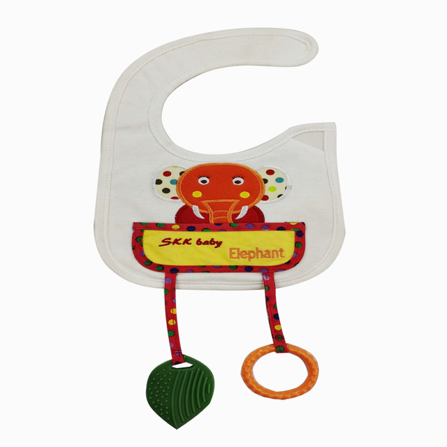 Cartoon cotton bib with teether
