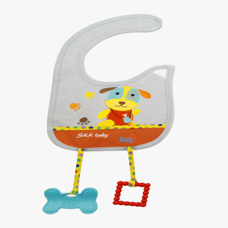 Cartoon cotton bib with teether
