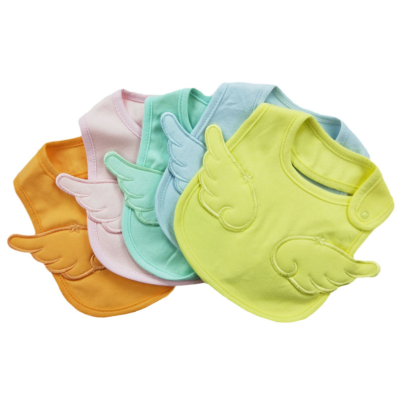 Personalized angel wings embroidery baby feeding bib