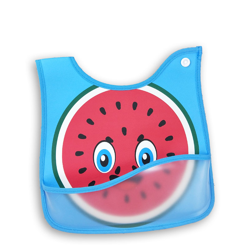 Cute waterproof PU baby bibs fruit pattern